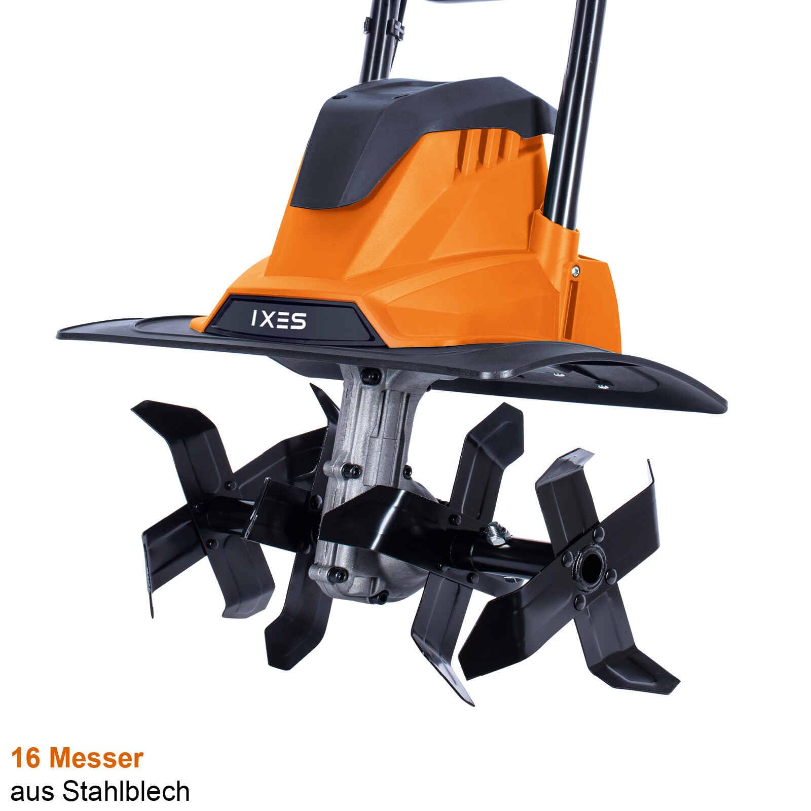 IXES Elektro Motorhacke Gartenfräse | 36cm Arbeitsbreite | Leistungsstarker 1050W 1,4PS Motor | 22cm Arbeitstiefe | 16 Hackmesser | Sicherheitsschalter | Bodenhacke Ackerfräse Kultivator