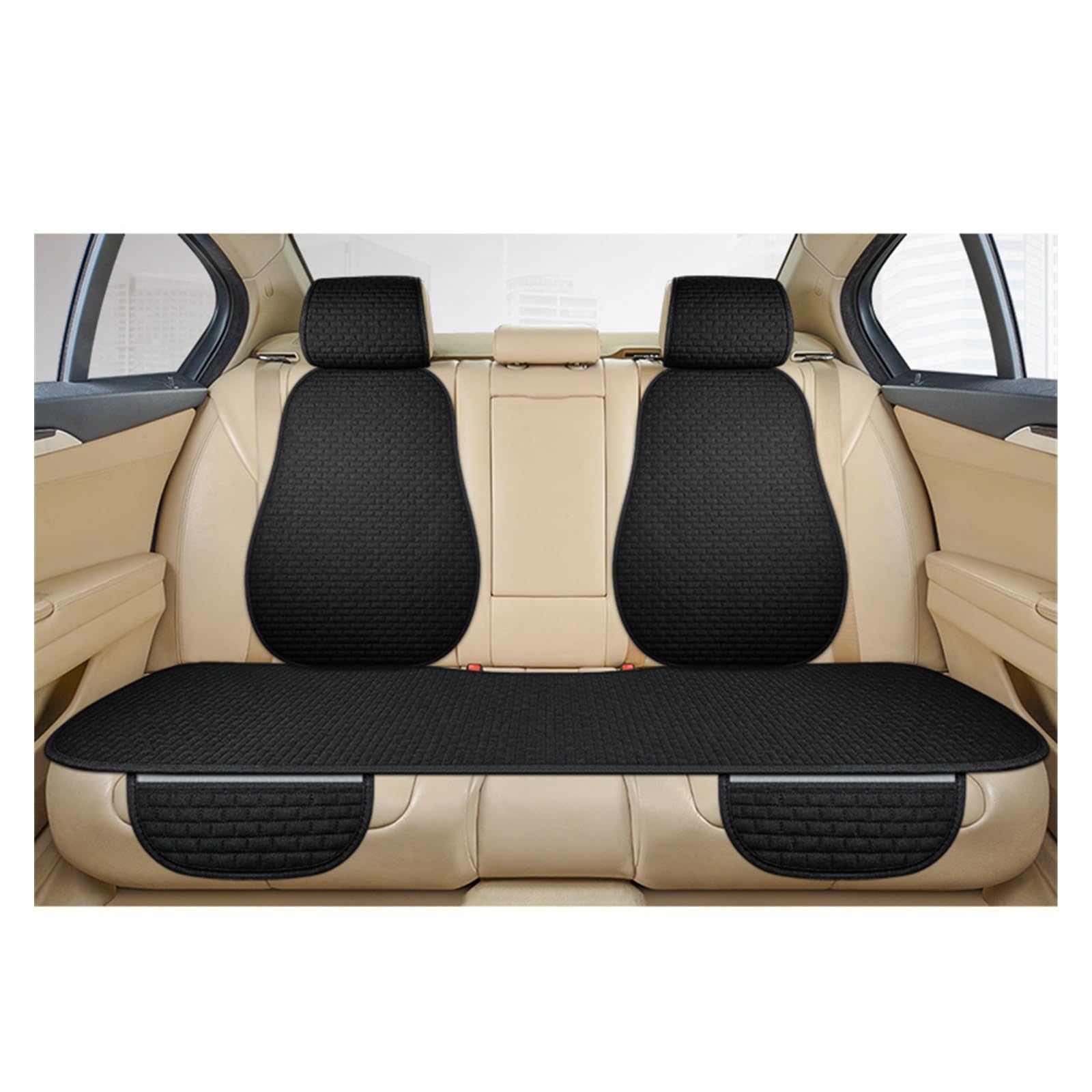 Housses de siège de voiture universelles et coussins de protection en lin noir