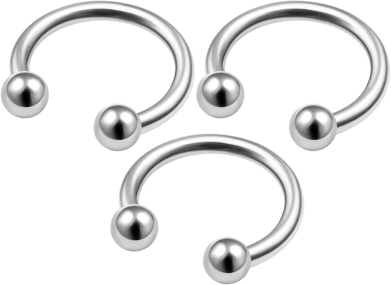 3Pcs Surgical Steel 16 gauge 5/16 8mm horseshoe earrings for men Piercing Jewelry Tragus Nose Daith Rook Helix 3mm Ball M4518