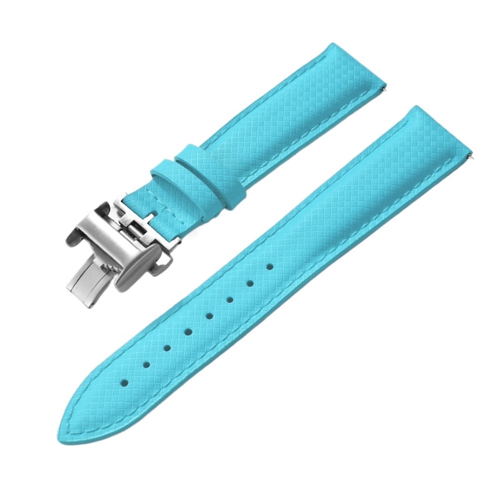 Generico Bracelet en toile pour voiles composite - Couches de cuir avec boucle, 18-22 mm(Sky Blue-Butterfly,18mm)