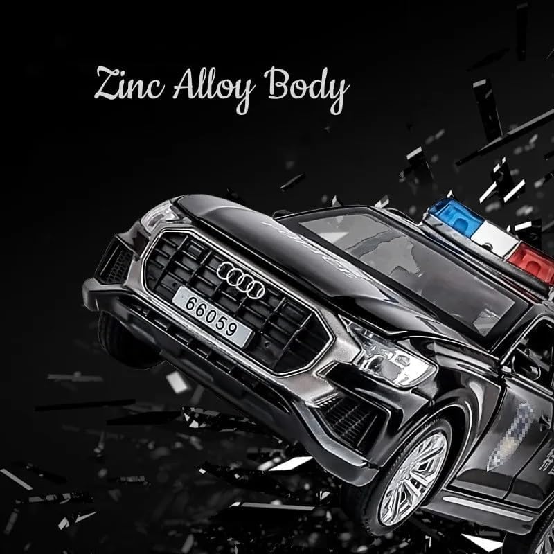 Image of SPITEN Audi Q8 Police INTERCEPTORS 1:32 Diecast Scale Model Alloy Metal Pull Back Toy car for Kids with Openable Doors & Light, Music Toy Vehicle for Kids - Colors as Per Stock(Multicolour)