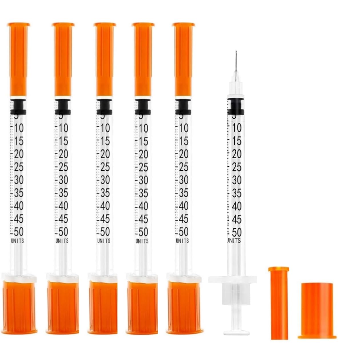 1/2ml 31G 5/16 Inch Measuring Syringes Lab Supplies, Individually Sealed Wrapped - Pack of 50