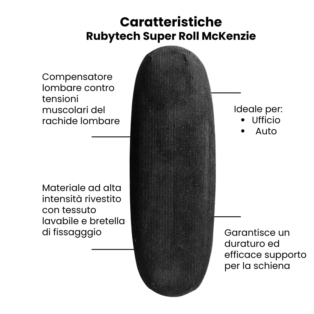 Rubytech Super Roll – Cuscino lombare per auto. Ergonomico per il Massimo Comfort della schiena