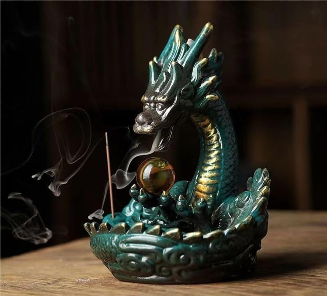 Arfobug Dragon Backflow Incense Burner Purple Sand Feng Shui 5.4x7.3in