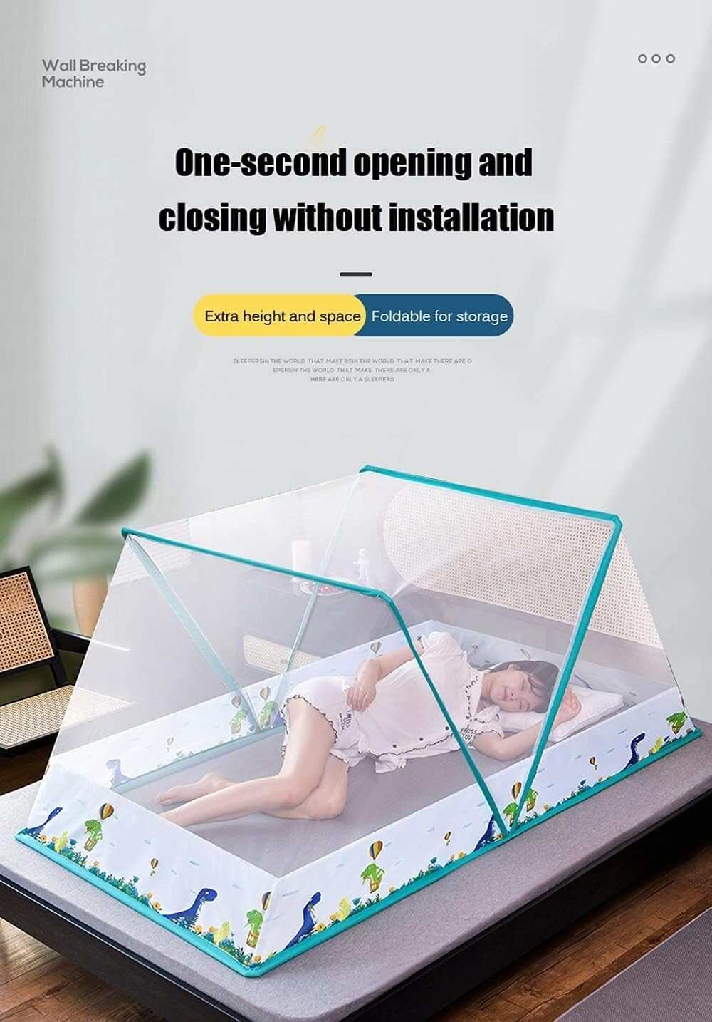 Foldable Mosquito Net Compact Anti-Mosquito Cover, Easy to Install, for Adult Beds(4,135 * 190 * 80cm)