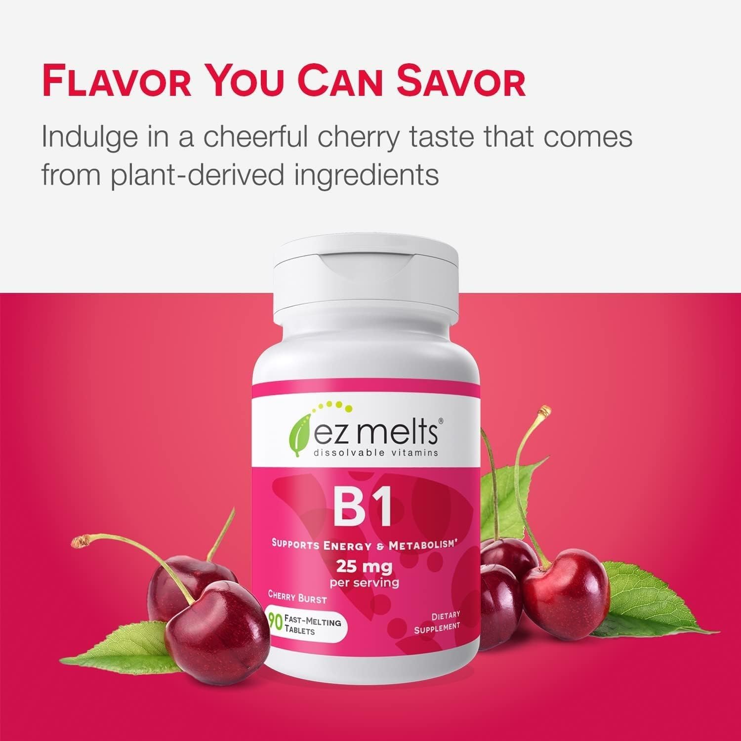 EZ Melts Dissolvable Vitamin B1 25 mg, 180 Tabs (90 Servings), Cherry Burst — Amazon image 6
