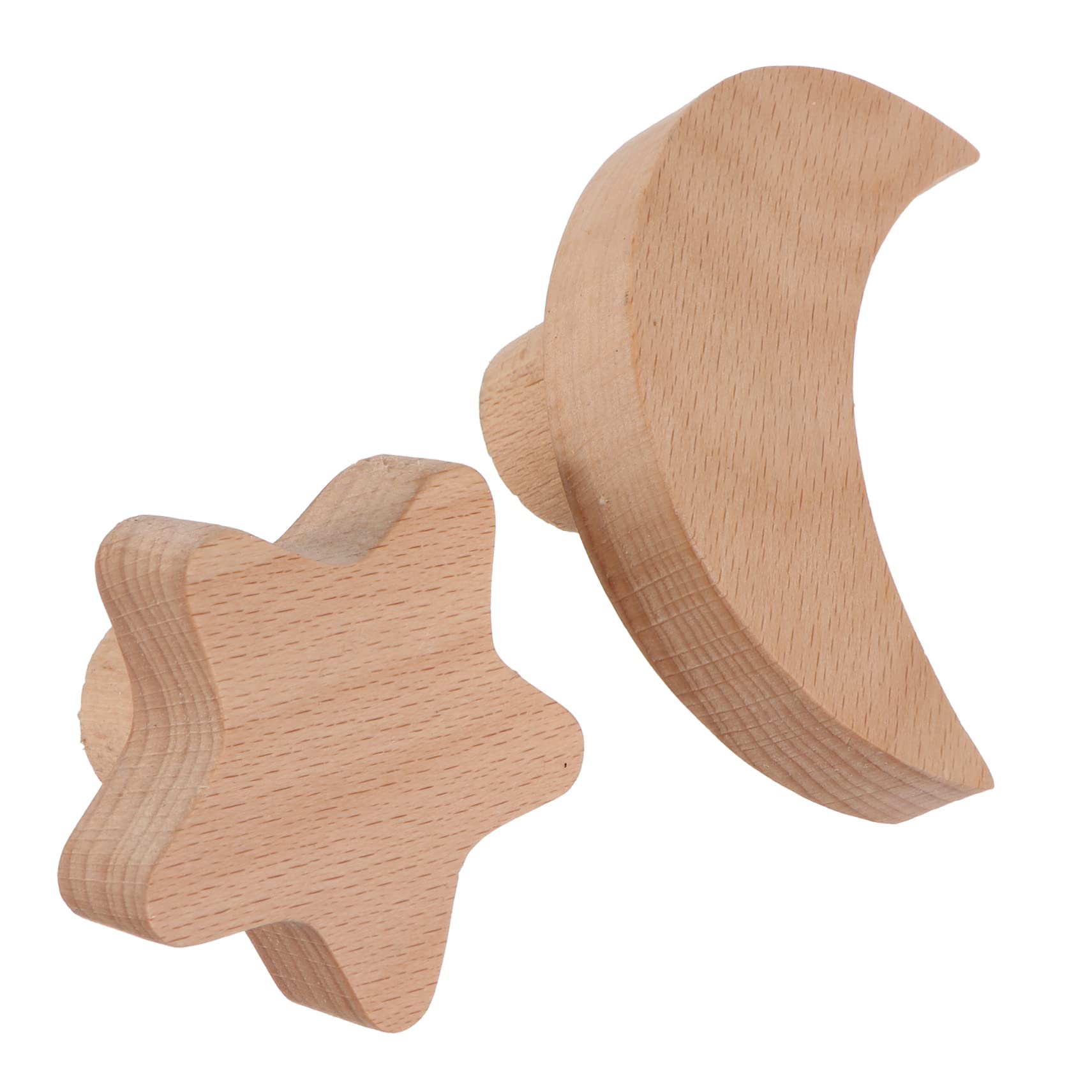 Happyyami 2pcs Star Moon Wooden Clothing Hangers Self Adhesive Hooks for Creative Clothes Storage Wall Mounted Decorative Hangers for Home and Clothing Shops