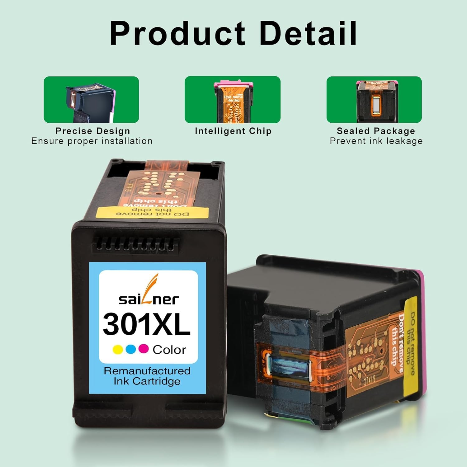 SAILNER 301XL Cartuchos Multipack Compatible para HP 301 Cartuchos de Impresora para HP 301 XL para HP Envy 4500 5530 5534 4504 DeskJet 2540 1510 2544 2549 OfficeJet 4630 4632 2620 2622 (Negro) Color) — view 4