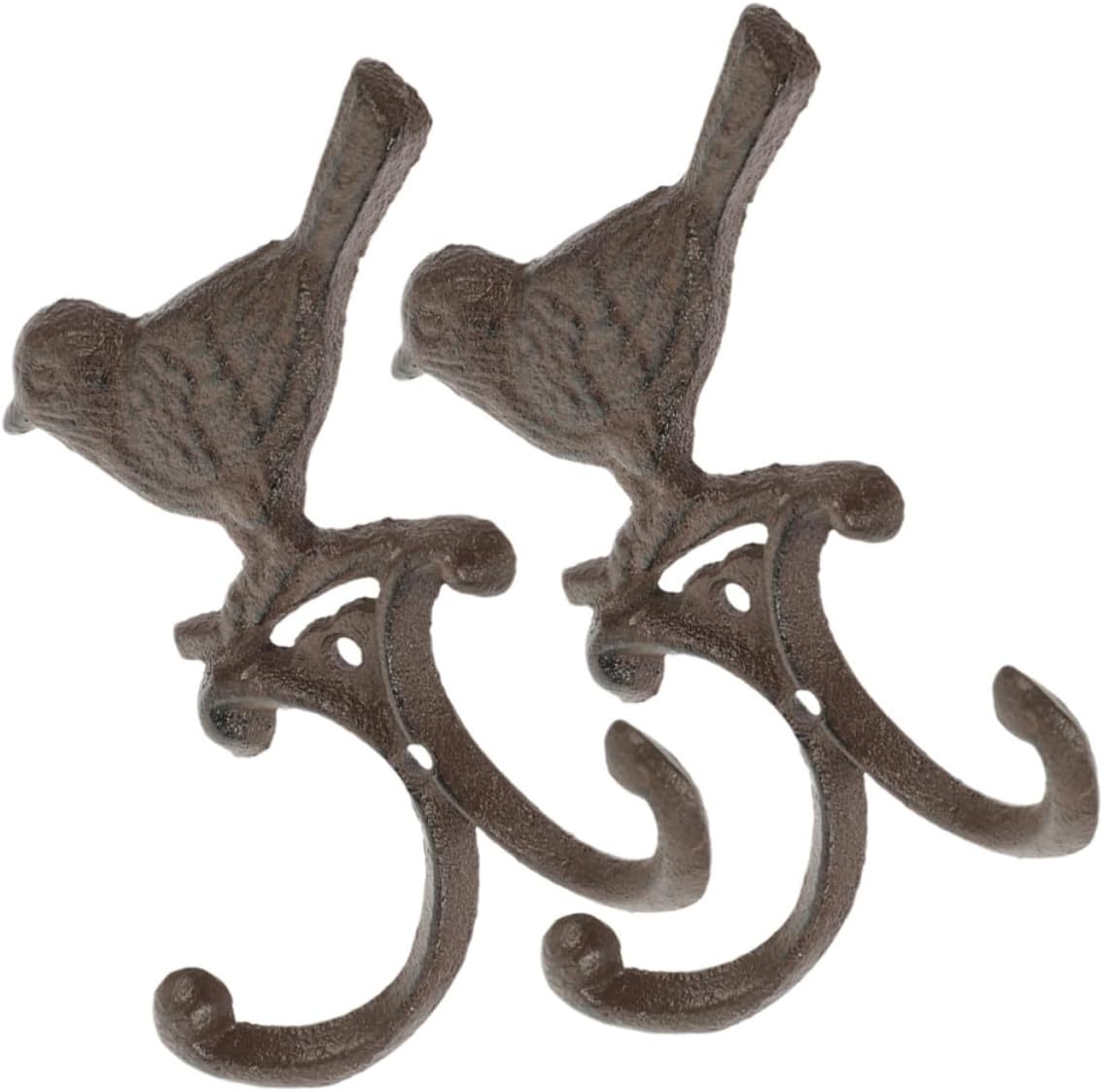 2pcs Vintage Bird Shaped Wall Hooks Cast Iron Wall Hangers Classic Design Compact and Stable Multipurpose for Towel Storage and Coat Hanging in Home