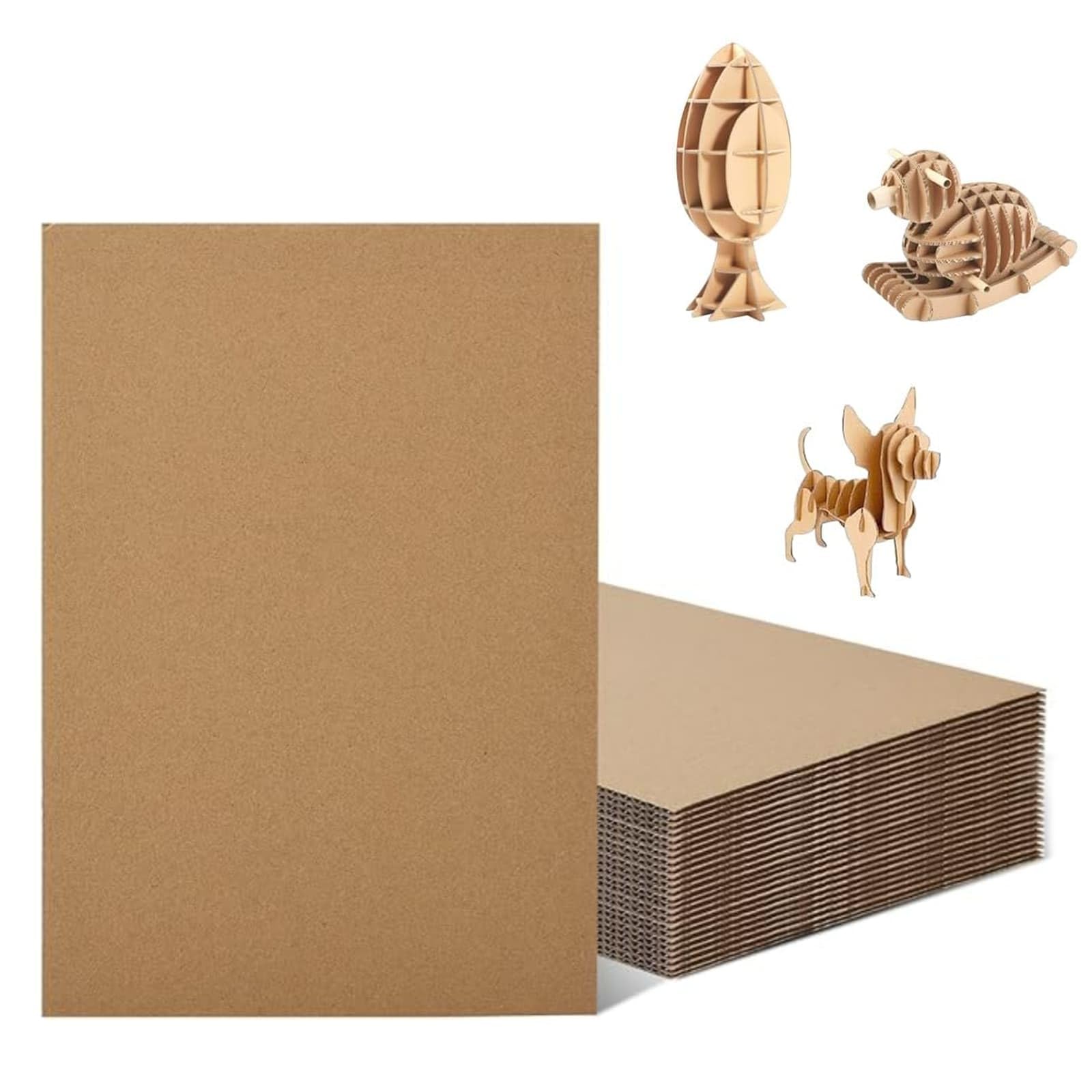 HAKZEON 60 Pack A4 Corrugated Cardboard Sheets, 3mm Thick Cardboard Sheets For Mailing Diy Crafts Arts Packaging Brown - View #5