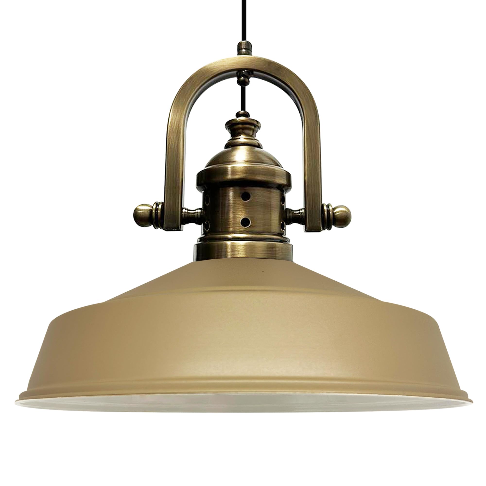 Bamyum Beige 1 Asletl-Finke Hanging Lamp Industrial Pendant Light, 40 Cm Lamp Shades, Modern Metal Kitchen Island Lights, E27 Pendant Lamp For Living Room And Dining Room, Beige Pendant Light