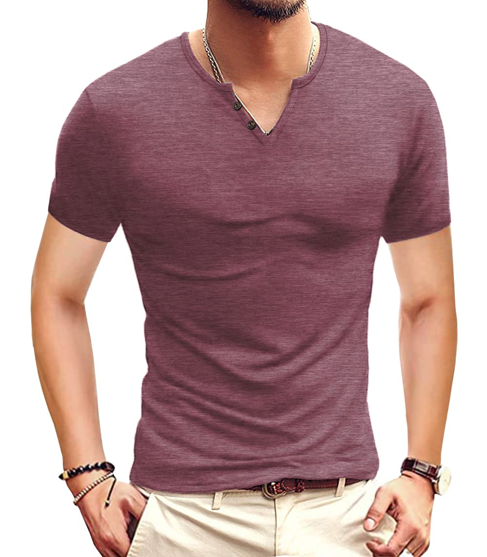 NUOKESASI Men's Casual Slim Fit Basic Henley Short/Long Sleeve Fashion T-Shirt