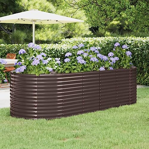 Image of Home & Garden Item-Garden Raised Bed Powder-Coated Steel 249x100x68 cm Brown