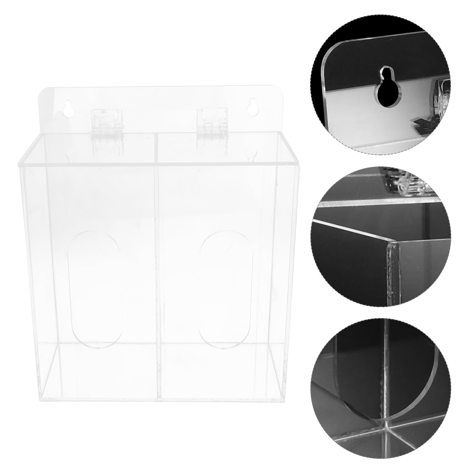 Healeved Dispenser per Guanti da Parete in Acrilico Trasparente Porta Mascherine e Organizer a 2 Scomparti per Uso Sanitario e Domestico Soluzione Salvaspazio per Stoccaggio Igienico