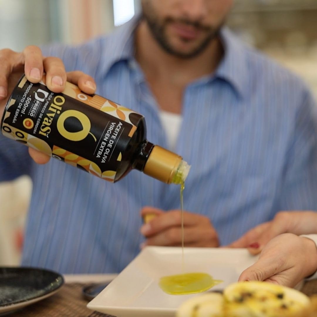 OLIVA SÍ Golden Edition - Aceite de Oliva Virgen Extra 500ml con D.O.P. Priego de Córdoba - Calidad Gourmet y Sabor Exclusivo - Premiado en Concursos Internacionales y Nacionales (Caja 6x500ml)