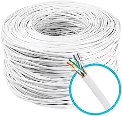 Cabo De Rede 4 Pares Cat5e Branco Cftv Utp RJ45 Trançado Internet 100 Metros Net Rolo