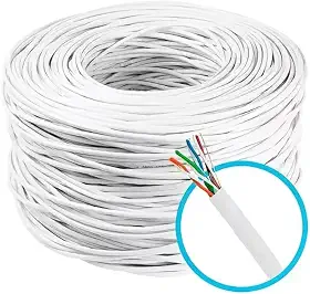 Cabo De Rede 4 Pares Cat5e Branco Cftv Utp RJ45 Trançado Internet 100 Metros Net Rolo