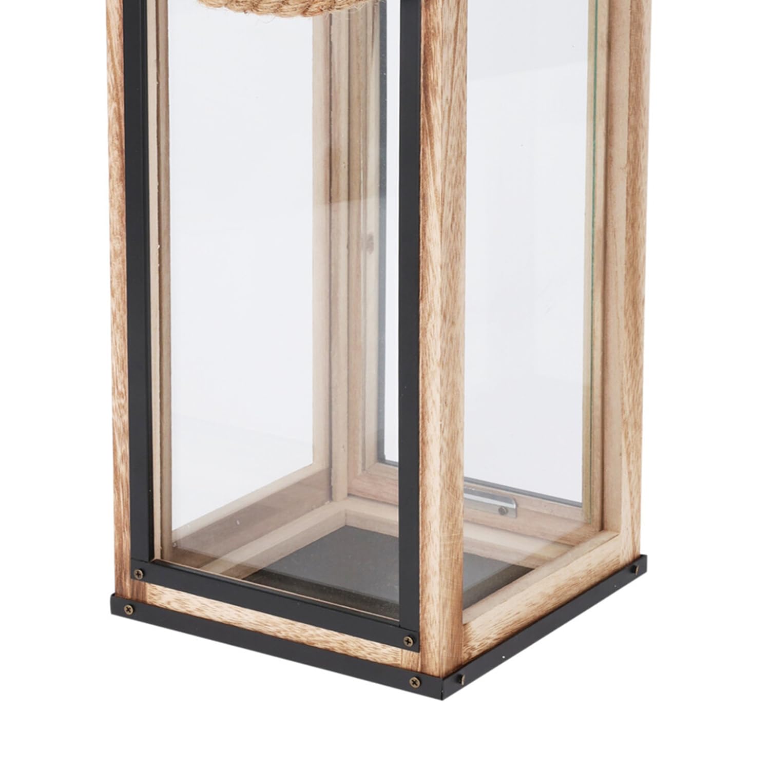 Mojawo 2-teiliges Laternen-Set aus Holz mit Metalldach - dekorative Deko-Laternen mit Tür & Glas - für drinnen & draußen, ca. 32 + 50 cm hoch