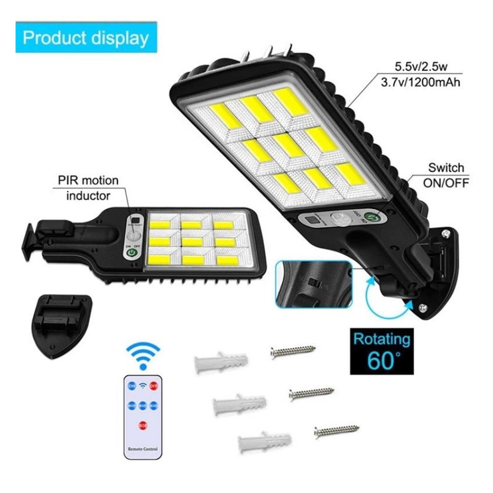Zewnętrzna lampa solarna, Solar Street Lights Outdoor 117 COB Bezprzewodowa lampa ścienna bezpieczeństwa słonecznego Czujnik ruchu z 3 trybami do ogrodu przed drzwiami(117 COB,4PCS)