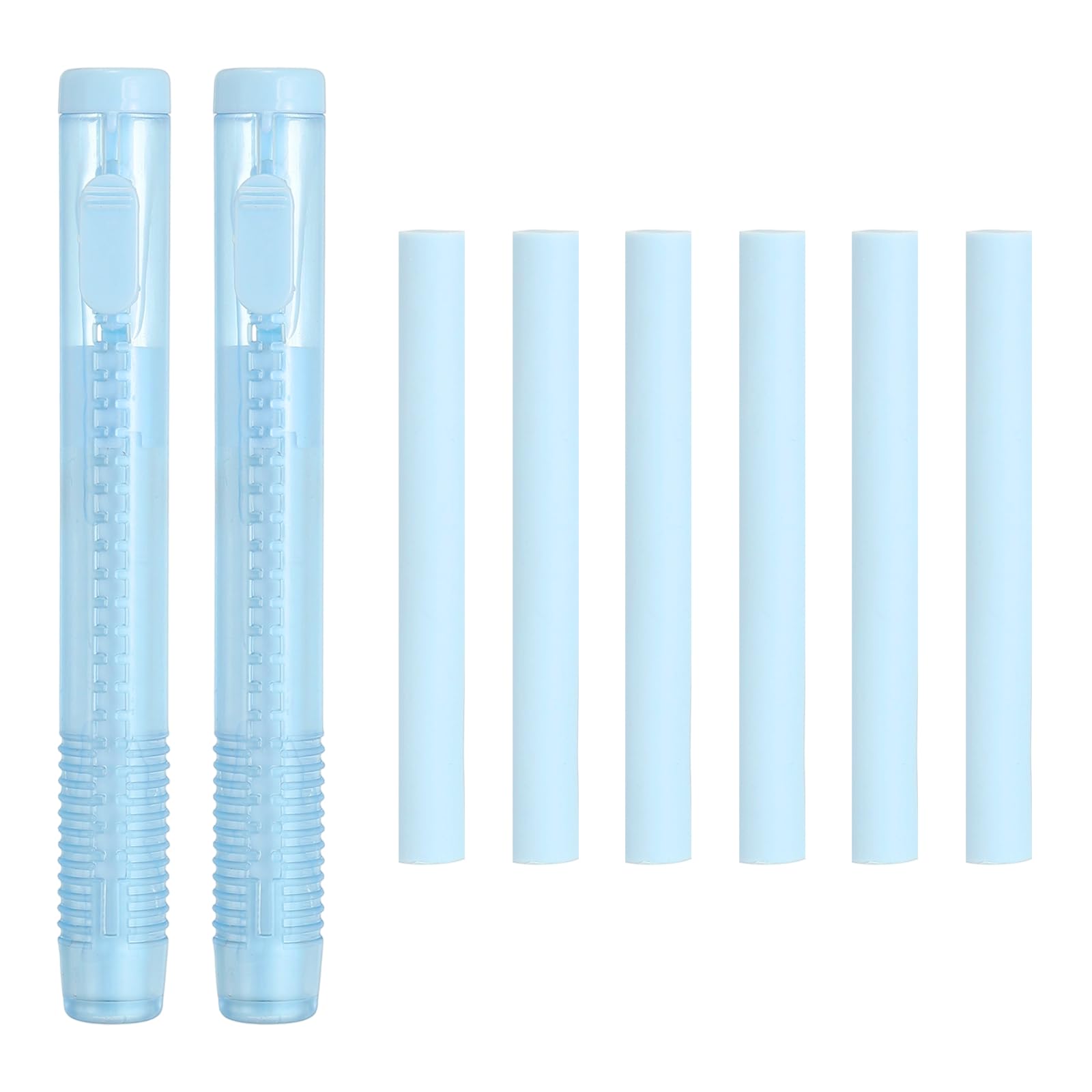 PATIKIL 8 Pack Erasers, Sliding Retractable Eraser Push Pull Cute Pencil Erasers Soft Large Easy to Clean with Plastic Sleeve for Sketching Drawing Artists Teacher Pencils, Blue TPE