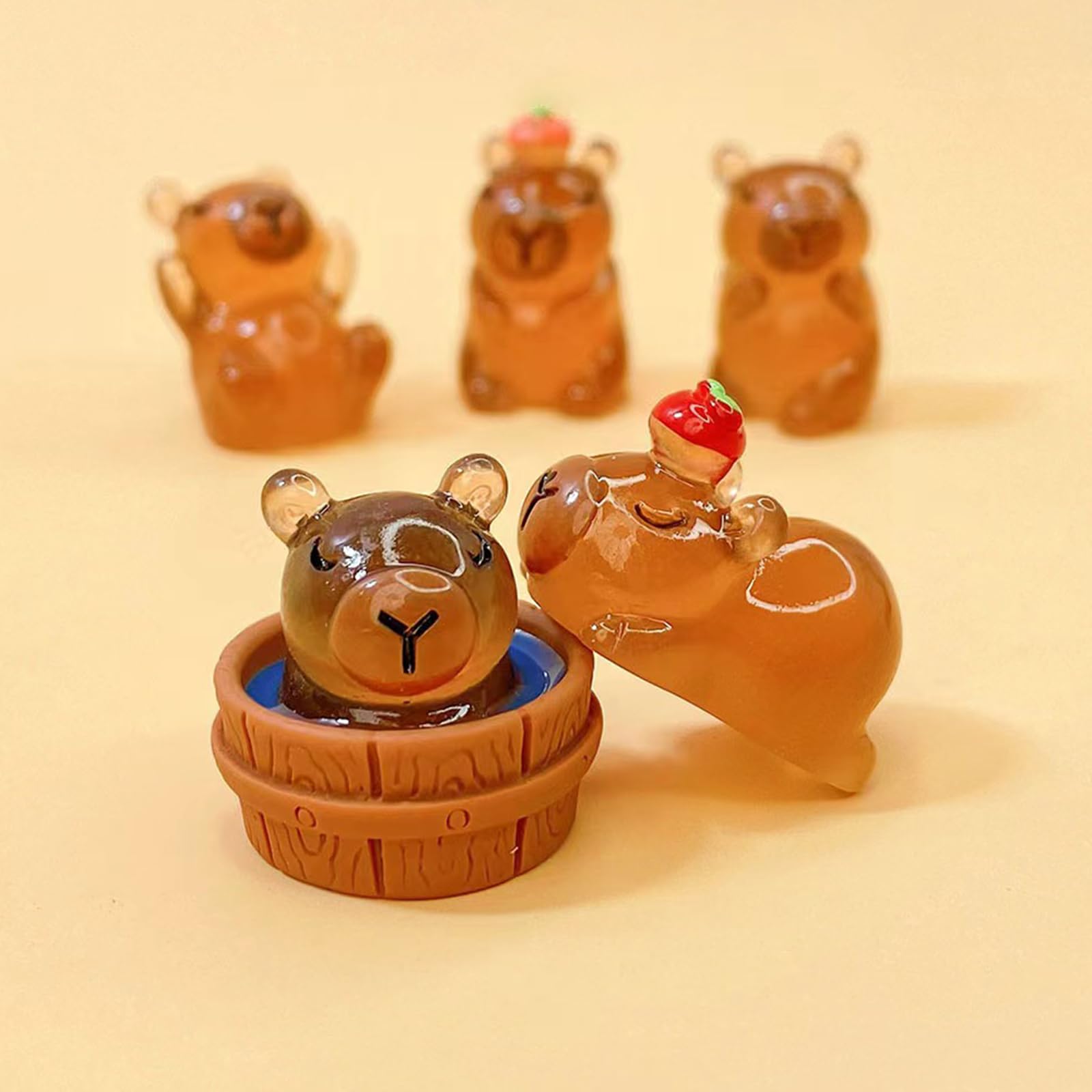 Lot De 24 Mini Figurines Capybara Lumineuses En Résine Pour Bricolage