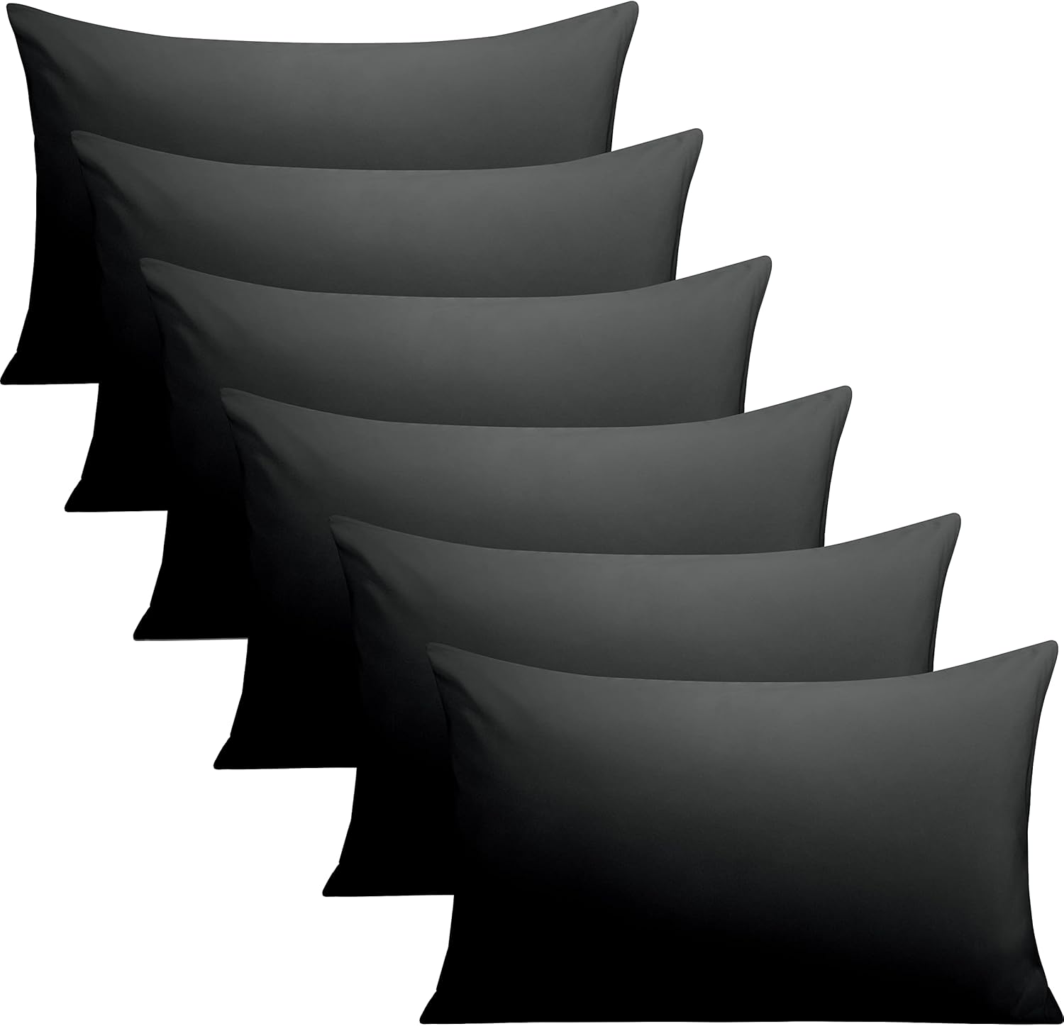 FLXXIE 6 Pack Microfiber Queen Pillowcases, Ultra Soft and Wrinkle, Fade Resistant Pillow Cases with Envelope Closure, 20x30 Inches, Black