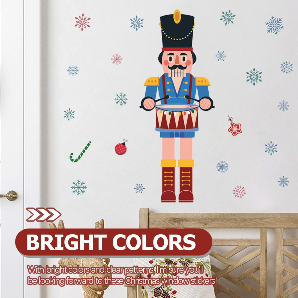 Abaodam 3stücke Weihnachtliche Fensterdeko Selbstklebende Nutcracker Schneeflocken Aufkleber Für Fenster Türen Glatte Oberflächen Weihnachtsdeko Für Zuhause Einfach Anzubringen