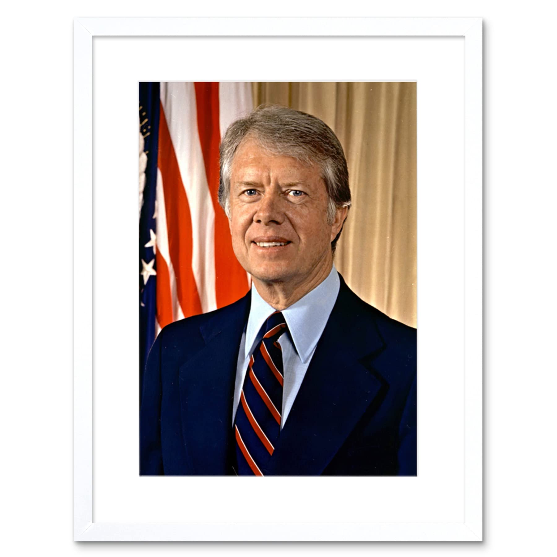 Artery8 39th US President Jimmy Carter Official Portrait Photo Artwork Framed Wall Art Print 9X7 Inch