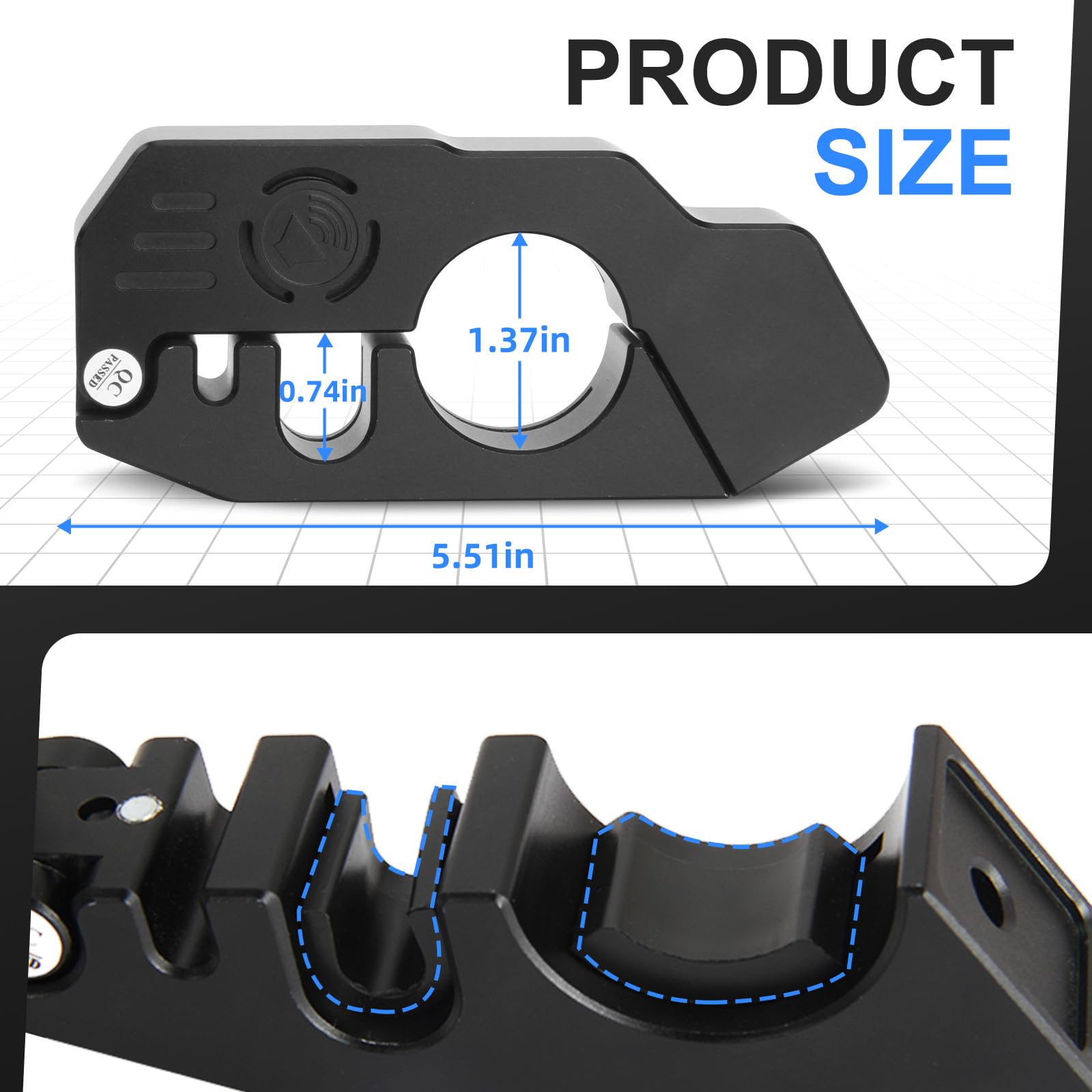 Heavy Duty moto Grips Lock con allarme 130db – antifurto antifurto acceleratore per scooter, ciclomotore, ebike, Dirt Bike – nero