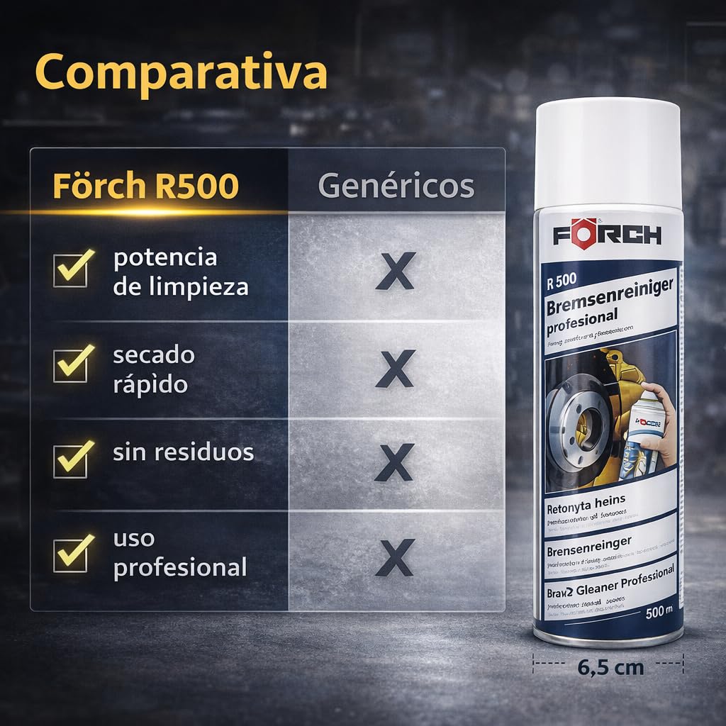FORCH Limpia Frenos Profesional en Spray – R500 500 ml – Desengrasante Potente, Secado Rápido, Sin Residuos para Discos, Pastillas y Componentes Mecánicos (4) — view 8