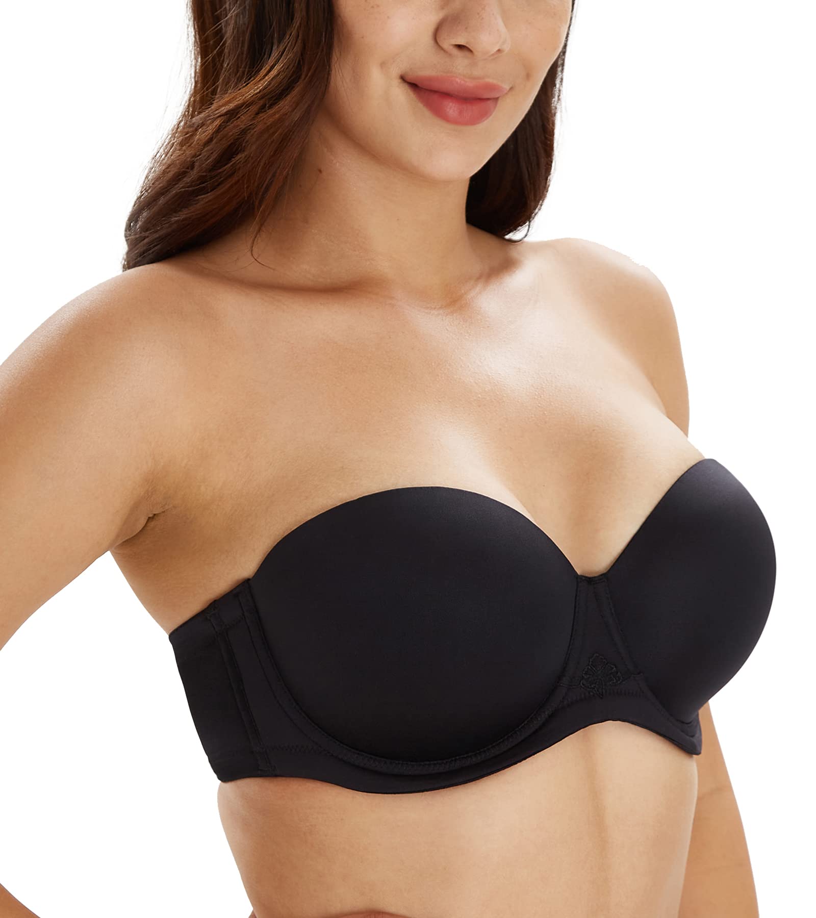 Lemorosy Women's Plus Size Strapless Bra Push Up Full Coverage Underwire Support Bra for Big Bust