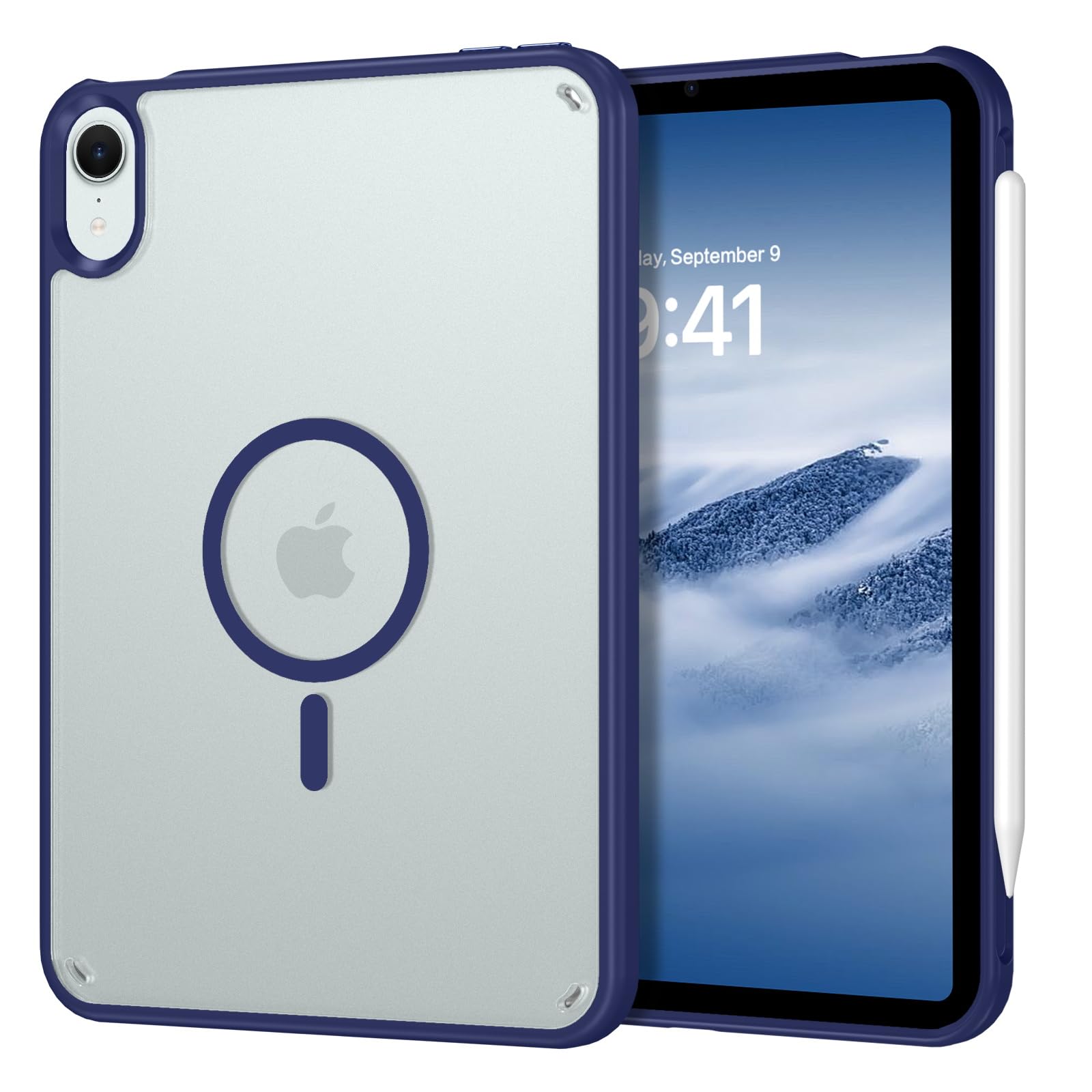 Telaso Hülle für iPad mini 7 (A17 Pro) 2024, iPad mini 6 2021 8,3 Zoll, Inklusive Stifthalter, Magnetic Case mit Translucent Matte Hart Rückwand, Weich TPU Rand Fallschutz Schutzhülle, Navy Blau