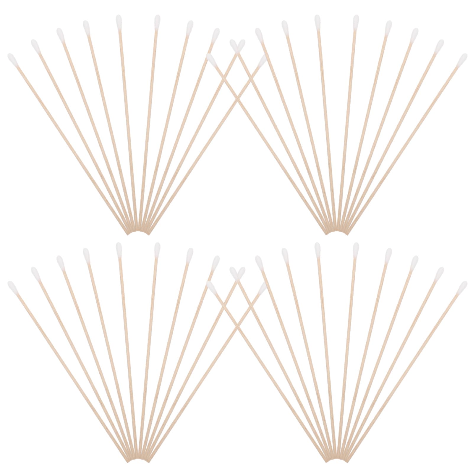 Cotton Swabs 100Pcs Long Wood Handle Swabs Ear Cleaning Wound Care Cotton Buds Round Cotton Tip Swab