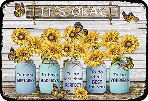 Sunflower It's Okay To Make Mistakes Funny Metal Novelty Sign Metal Retro Wall Decor For Home,Street,Gate,Bars,Restaurants,Cafes,Store Pubs Sign Gift 12 X 8 Inch Metal Sign… #TOP3