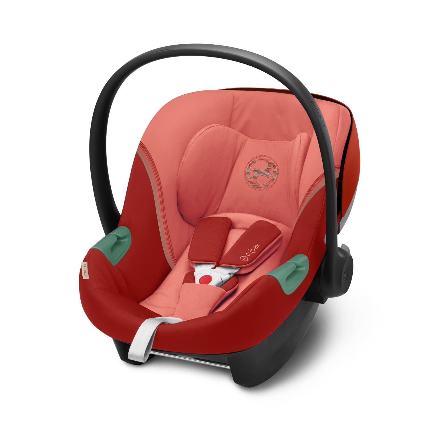 CYBEX Gold fotelik samochodowy dla dzieci Aton S2 i-Size, Od urodzenia do ok. 24 miesięcy, Maks. 13 kg, Z wkładką dla noworodka, Kompatybilny z SensorSafe, Hibiscus Red