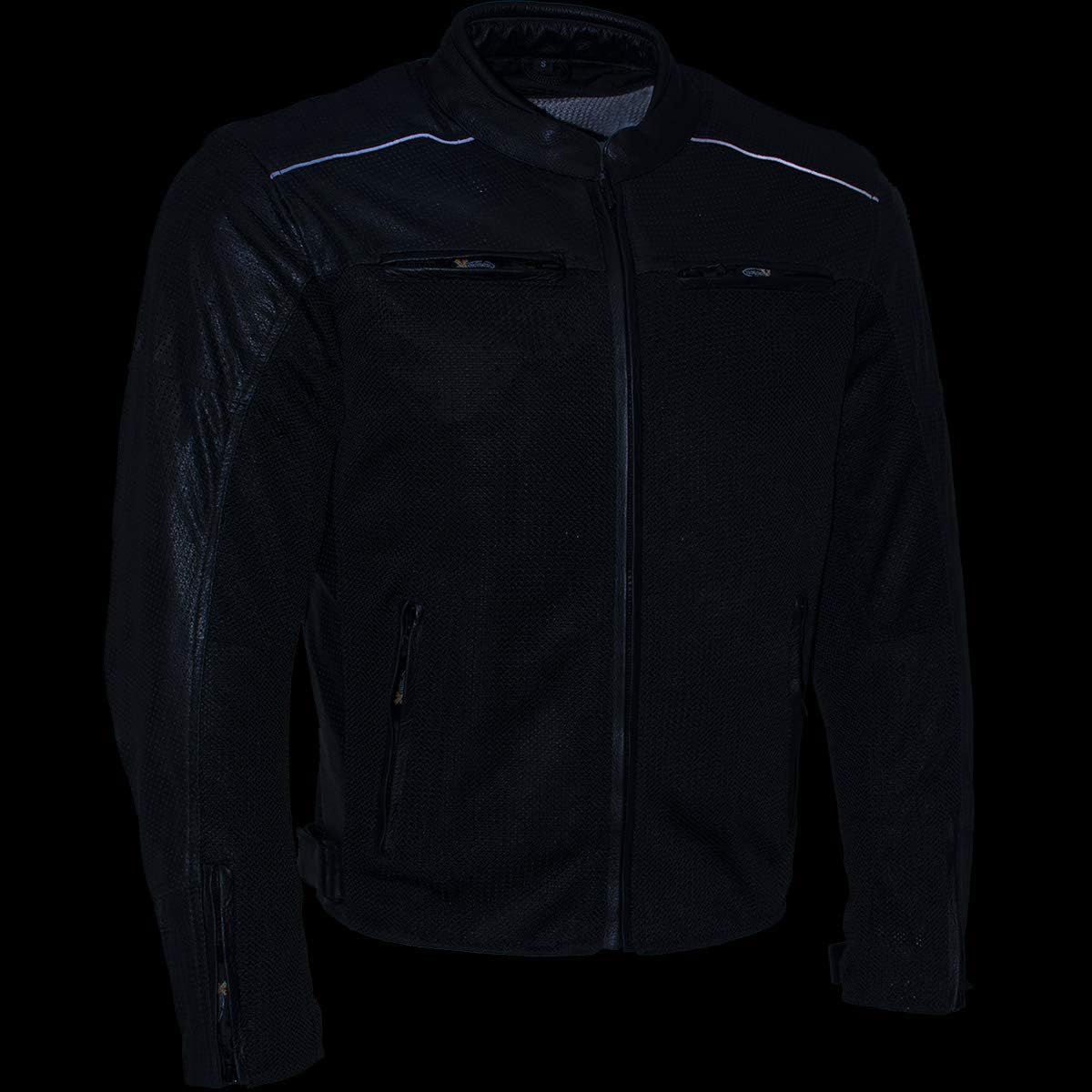 Xelement XS11001 Men's ‘Chaos’ Black Perforated Leather and Mesh Armored Scooter Jacket - Medium : Automotive