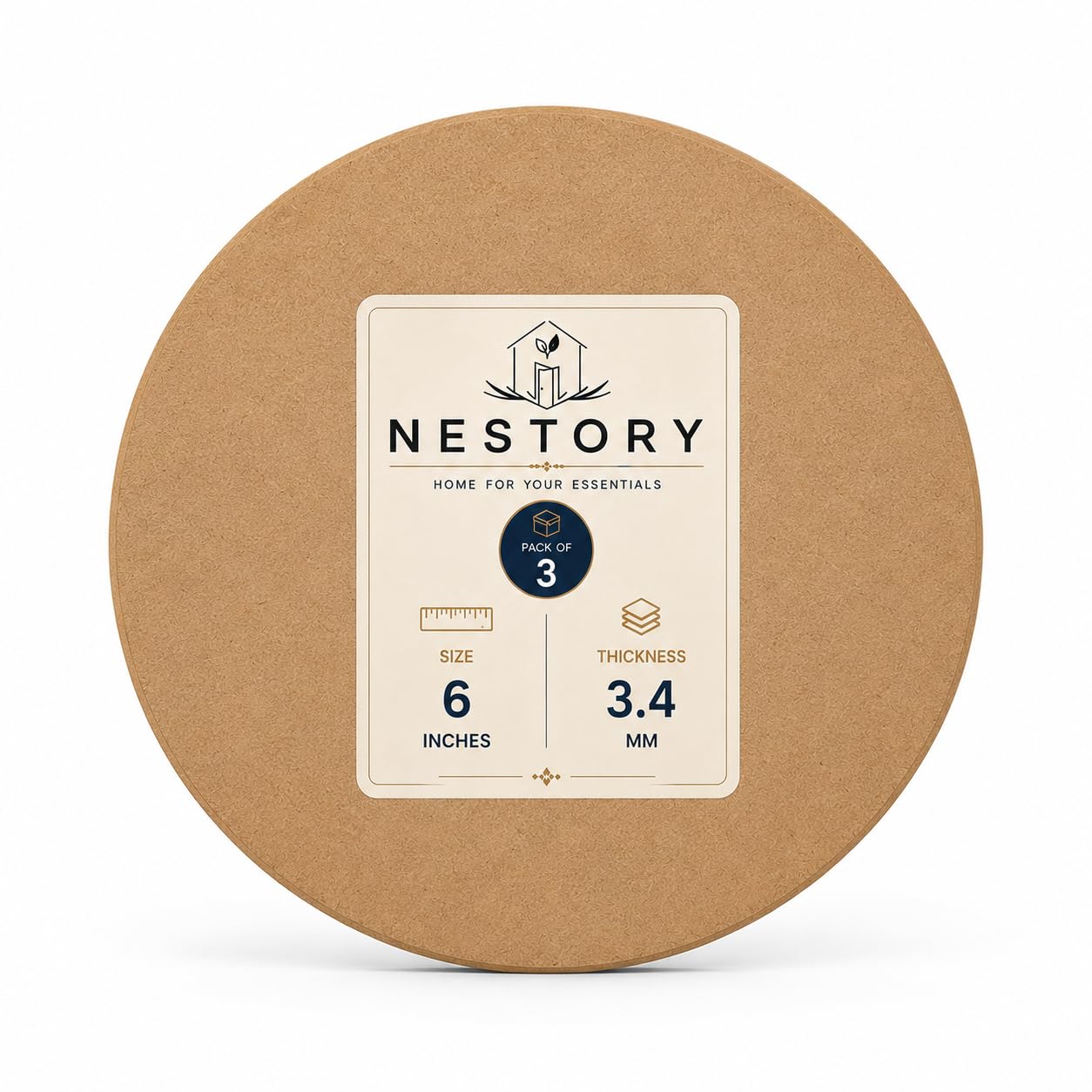 NESTORY Round MDF Board 6 Inch, Pack of 3| Wooden Craft Board | Smooth Double Sided Surface,Precision Laser Cut Edges,Ready for Painting & Resin Art,Ideal for DIY Crafts & Home Decor-image-32