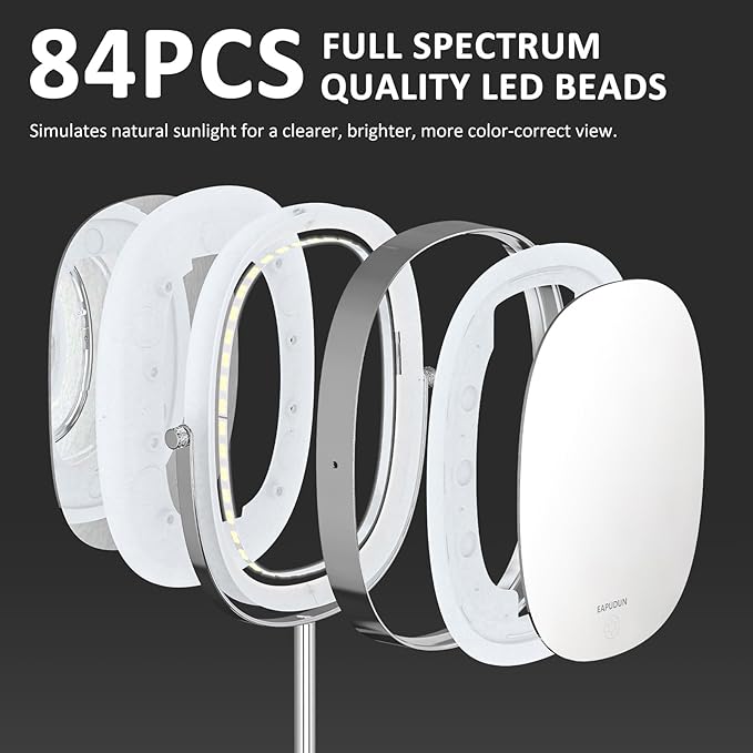 Espejo de maquillaje iluminado 9" con aumento 7X y 84 LED miniatura 6