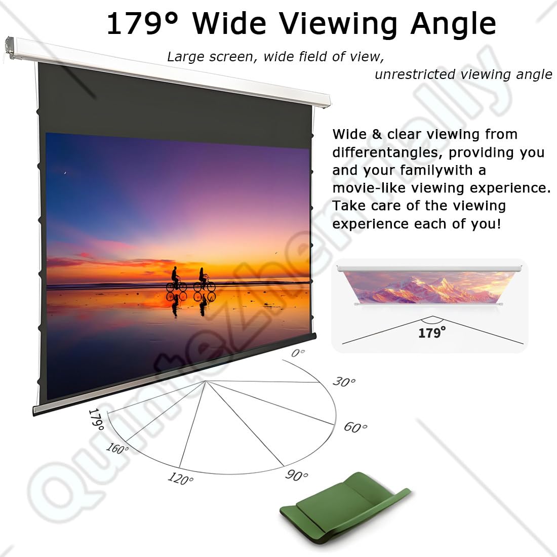 Pantalla Proyección Motorizada,16:9 Lanzamiento Montado Pared Proyección,Pantalla Compuesta Multicapa,Imagen por Reflexión Difusa,para Ver Series Videojuegos Cine Casa Grey-120