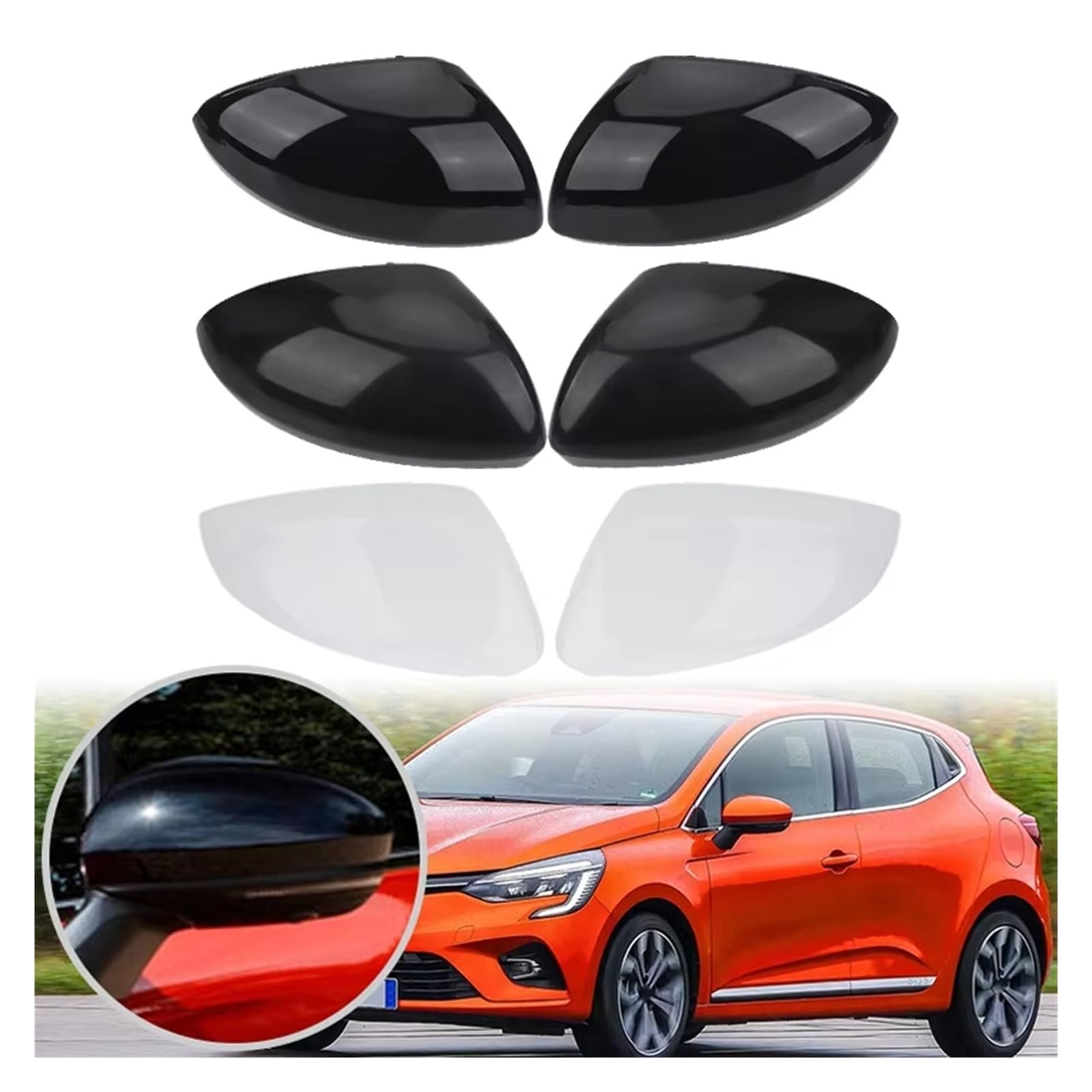 Guscio Ricambio Specchietto Per Clio 5 Per MK5 2019 2020-2024 2025 Porta Laterale Copertura Specchietto Retrovisore Con La Prima Mano Lucido Nero Bianco Calottina Specchietto