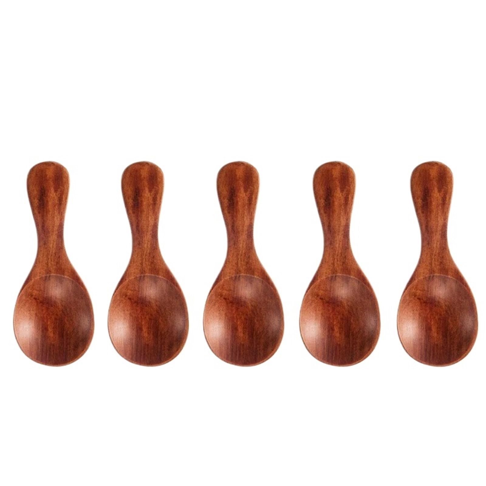 Lot de 50 mini cuillères en bois naturel pour thé, café, miel | Lot de 50 mini cuillères écologiques de 8,5 cm pour sel, sucre, condiments et friandises glacées (marron)