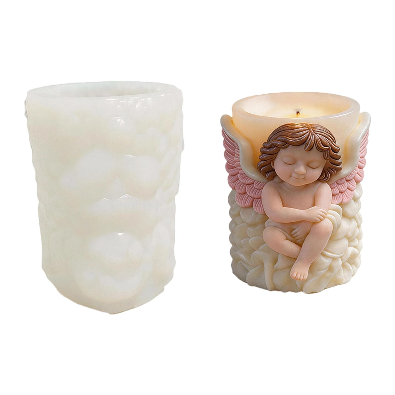 Alksubbm Wing Carving Cylinder Silicone Mold for Resin Casting Making Soap Gypsum Ornament Holiday Decoration Cast
