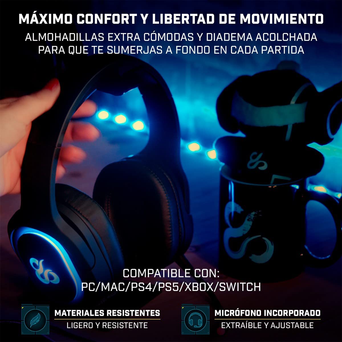 NEWSKILL Scylla Auriculares Gaming Inalámbricos PC/PS4/PS5/Switch/Xbox One/Xbox Series X/S