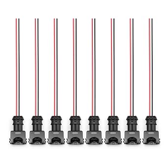 8 Pack 280150943 Fuel Injector Connector Plug Harness, Replacement for Ford F150 F250 F350 E250 E350 Replacement for Mustang Lincoln Compatible with Mercury 1992-2004, Replaces 0280150939
