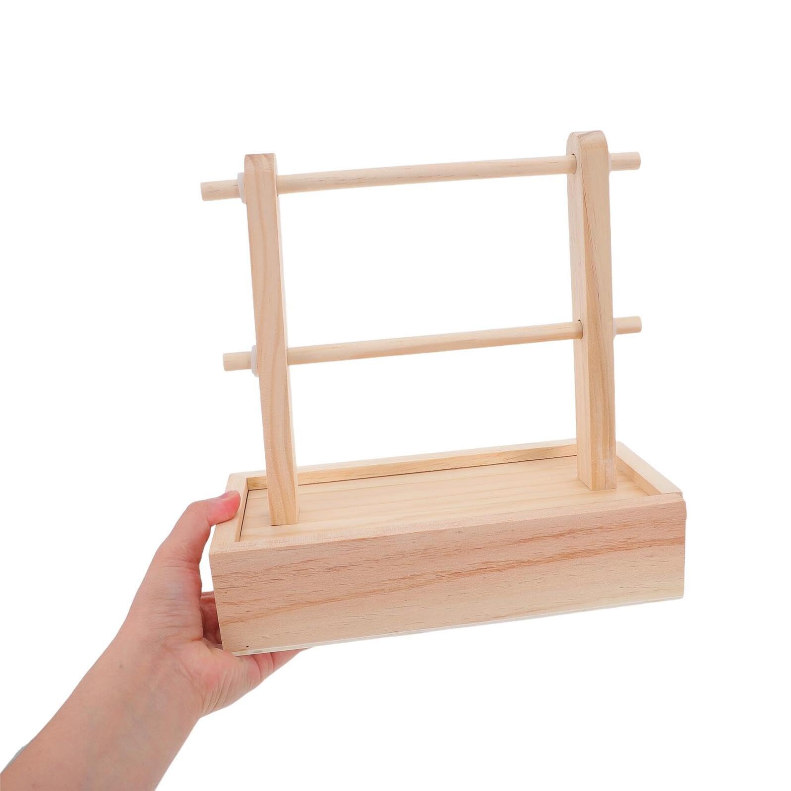 ABOOFAN Holz Garnhalter Doppelstöckig mit Nadel und Garnbox Abnehmbar Tragbarer Garnwickler Organizer für Stricken und Häkeln