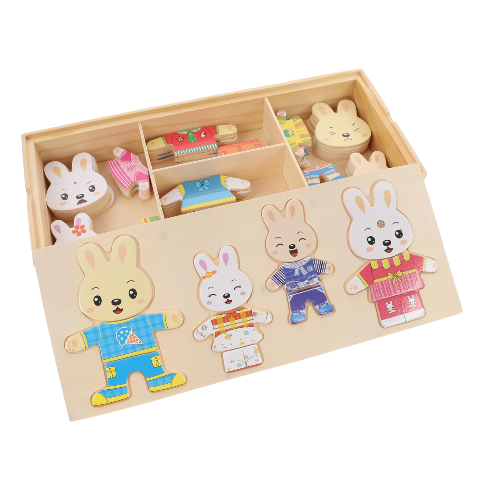 Beaupretty Rompecabezas De Animales De Madera para Niños, Pequeño, Educativo, Cambio De Ropa De Conejito, Desarrollo Motor, Juego Interactivo para Aprendizaje y Diversión,