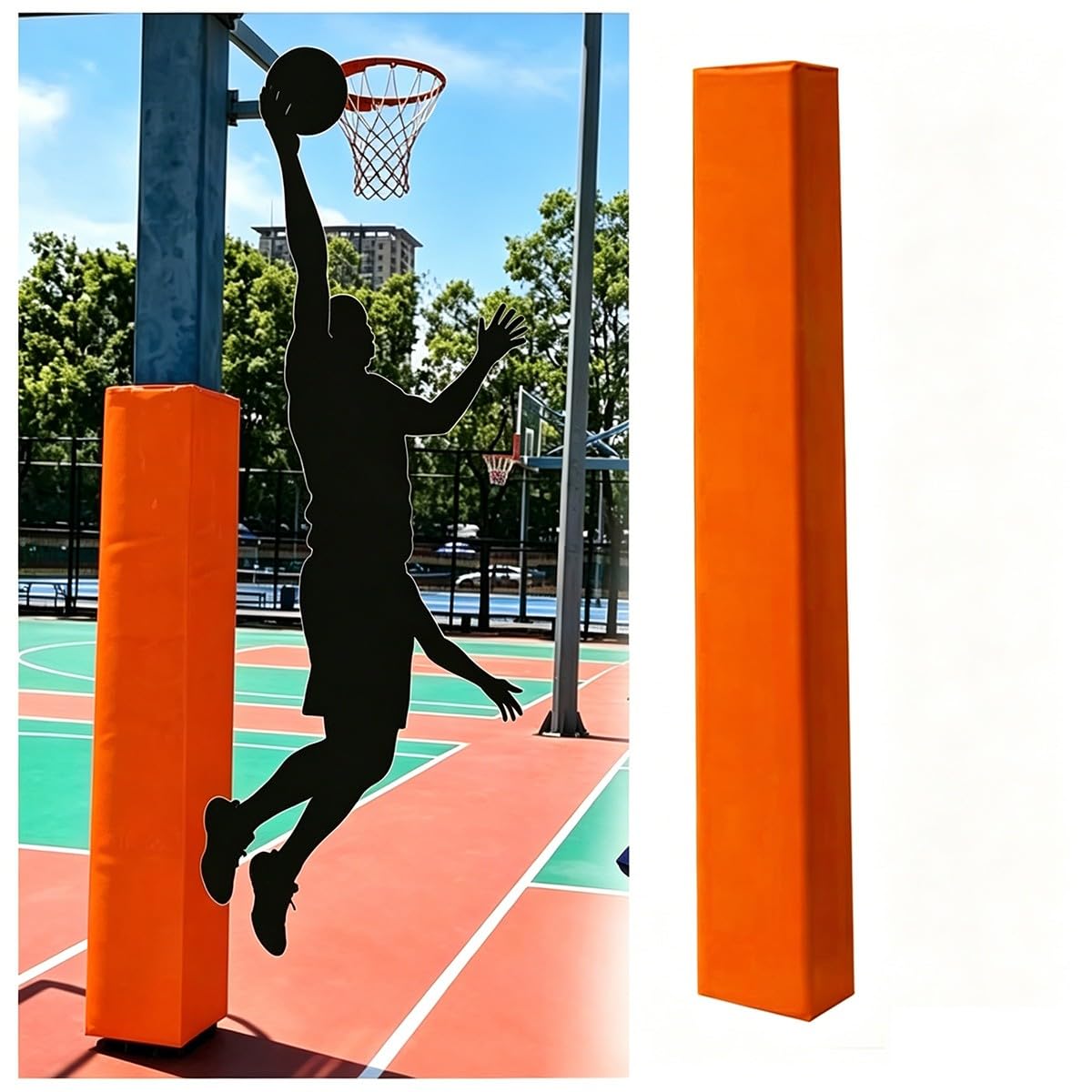 Bananaww Square Basketball Pole Padding Wrap, 2.5 cm Thick High-Density Foam Anti-Collision Post Protector, Heavy Duty Outdoor Indoor Column Safety Pad for Gym, Garage, Sports Court