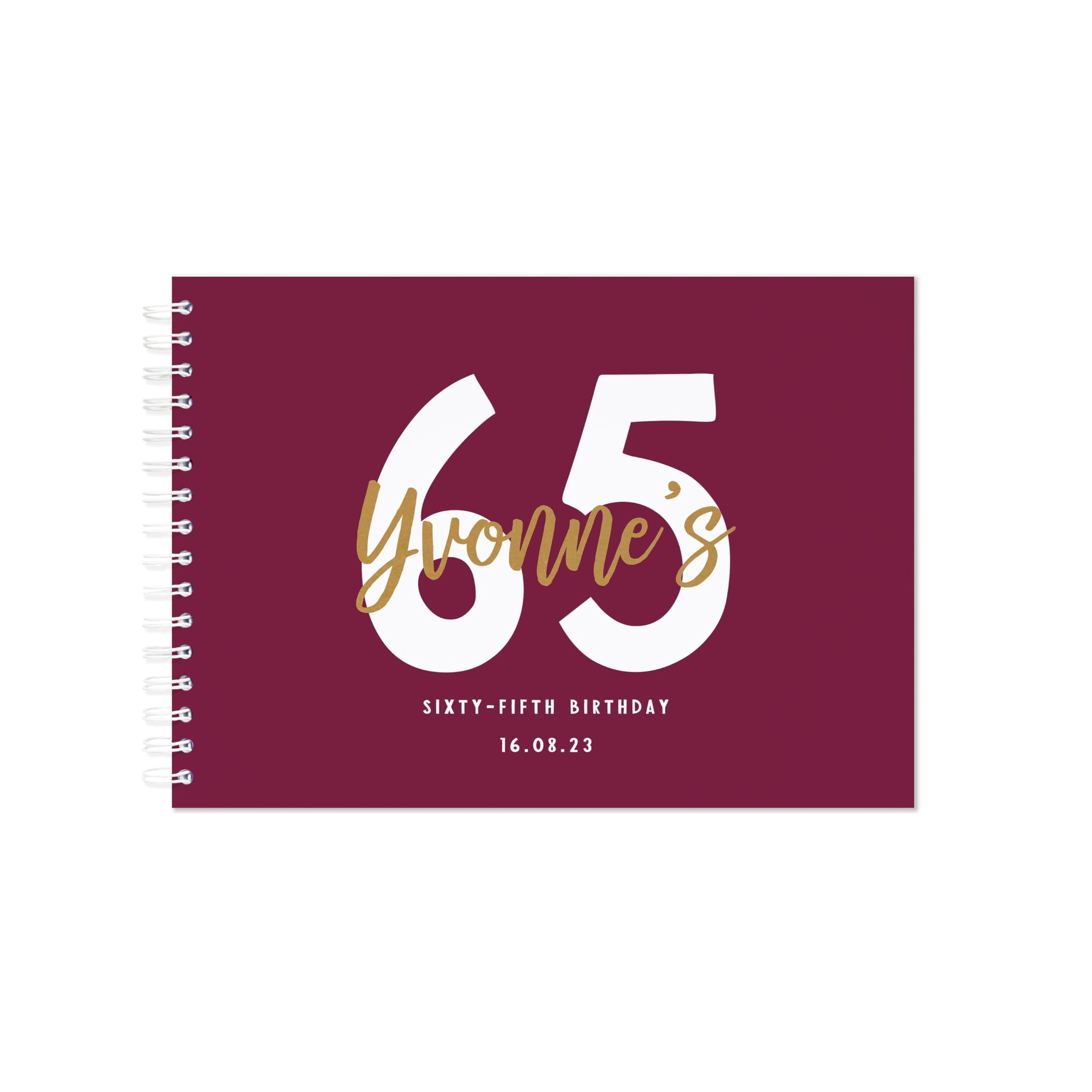 Personalised birthday guestbook | signing birthday guest book scrapbook notebook memories | 30th 40th 50th 60th 70th 80th 90th birthday sign in birthday party decor (A5 Hardback Wine)