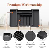 Vista 6 de Lifewit Utensil Organizer for Kitchen Drawer, Expandable Cooking Silverware Tray, Adjustable Cutlery Flatware Holder, Plastic Spatula Tools Storage