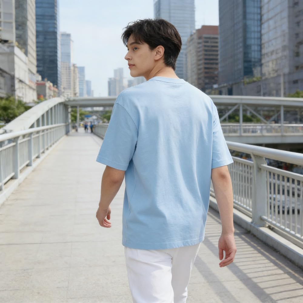 Confezione da 4 magliette oversize da palestra da uomo, unisex, a maniche corte, tinta unita, magliette basic streetwear
